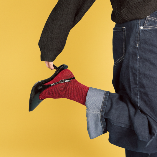 KLUE Glitter-Lurex-Socken aus umweltfreundlichem Lyocell | Kirschrot