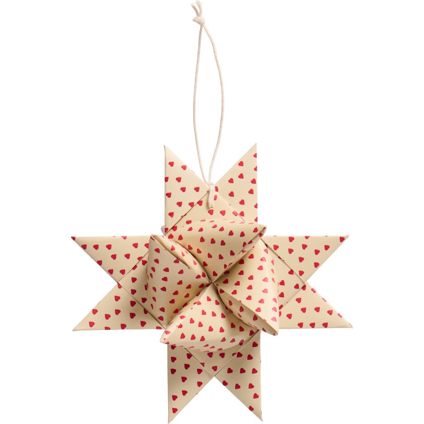 Geflochtener Stern zum hängen klein m/roten Herzen