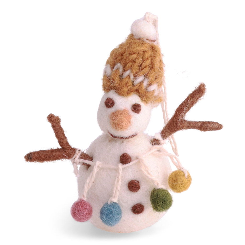 Schneemann mit Girlande