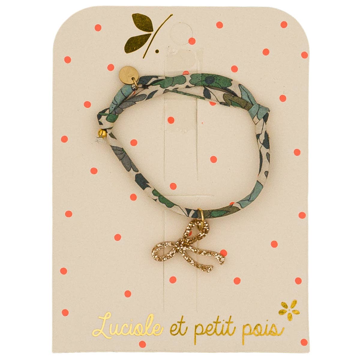 Liberty-Armband – Poppy und Daisy, grünes Blattmuster (Schleife)