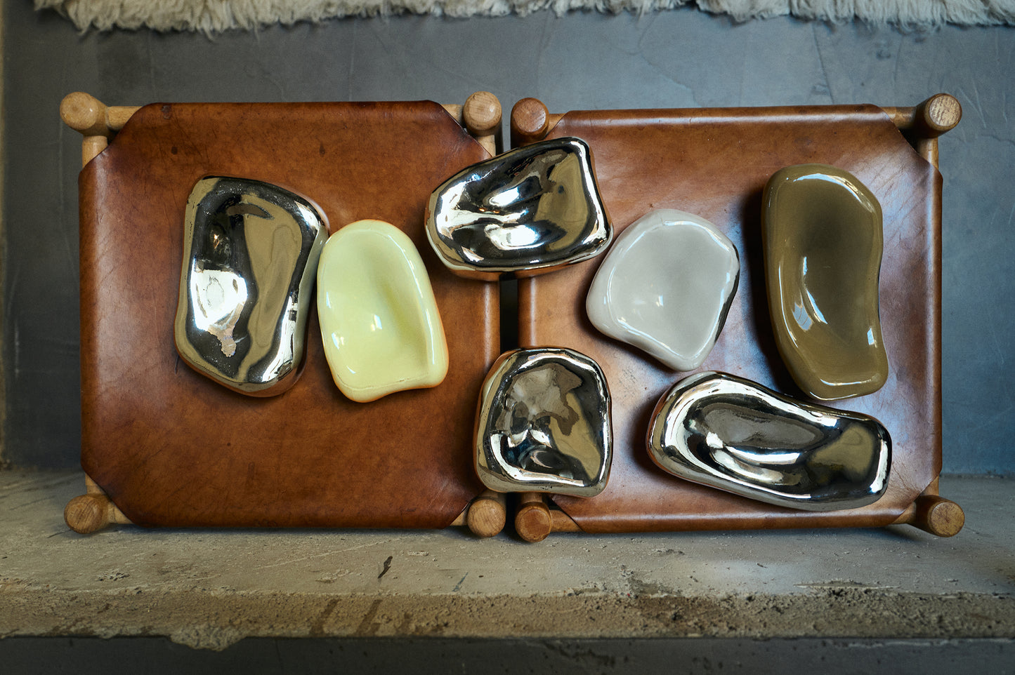 Glasskulptur Chrom 4er-Set