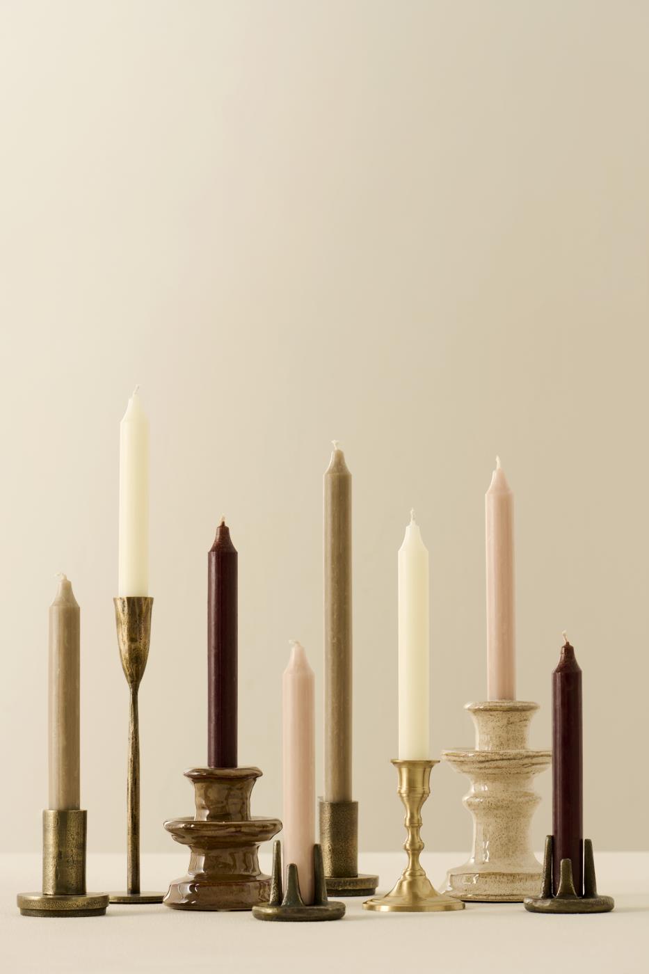 Kerze normal leinengrau rustikal Ø:2,2 H:18