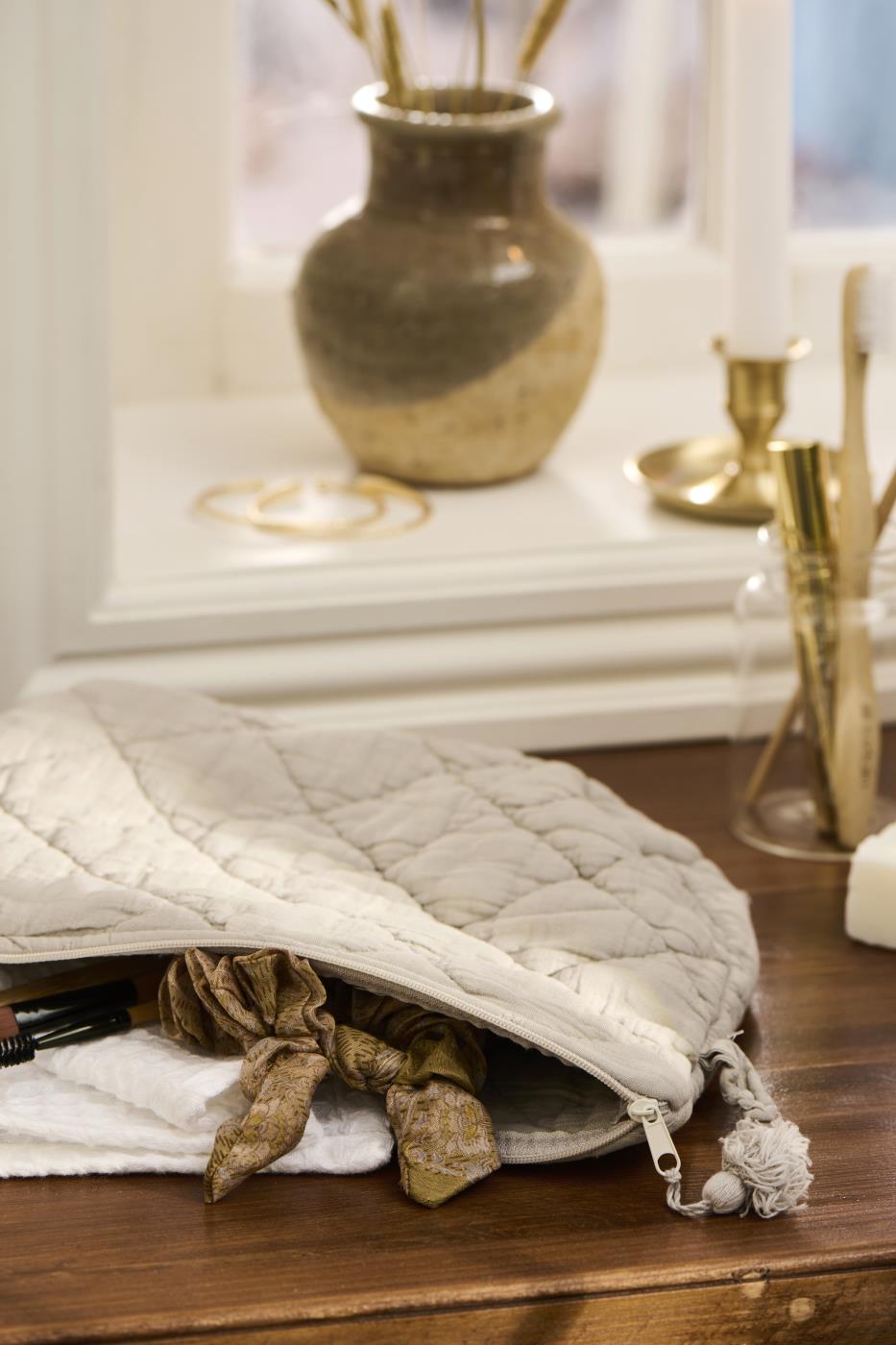 Kulturbeutel wattiert linen