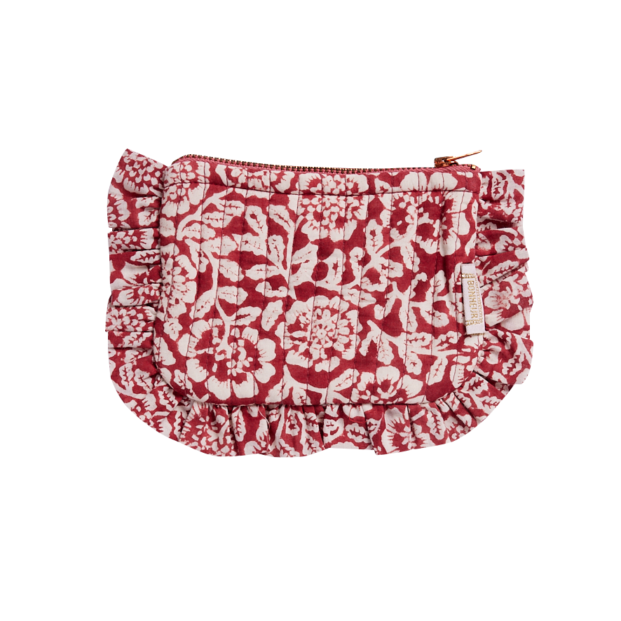 Kleine Clutch mit Rüschen - Kamala Granat