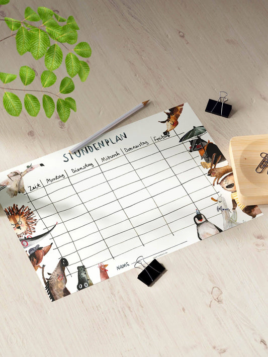 Stundenplan Tiere DIN A4