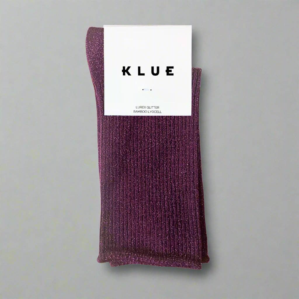 KLUE Glitter Lurex Socken aus umweltfreundlichem Lyocell | Burgunderrot