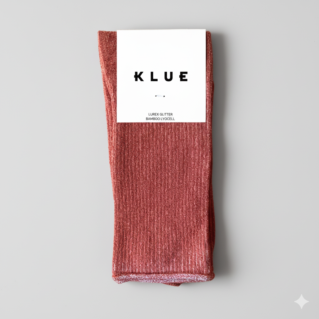 KLUE Glitter-Lurex-Socken aus umweltfreundlichem Lyocell | Ziegel