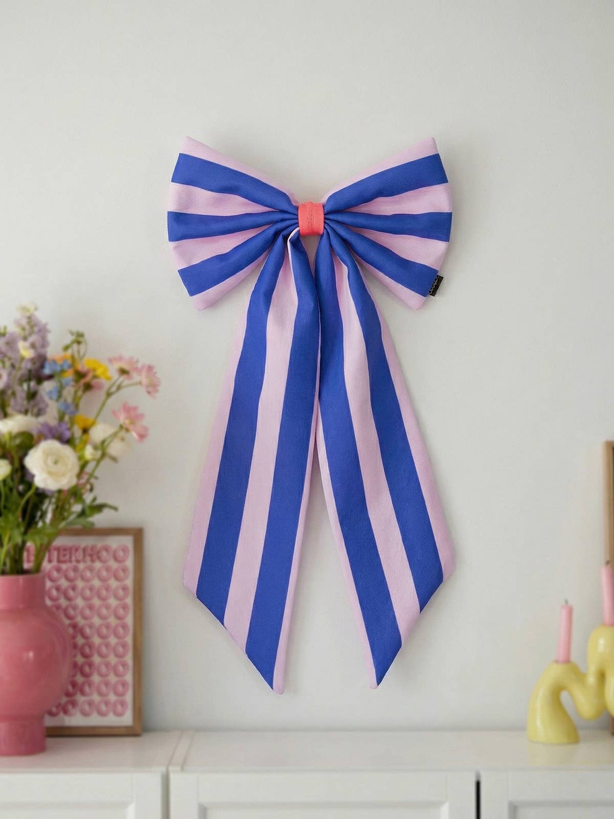 Schleife Canvas rosa/blau breit gestreift