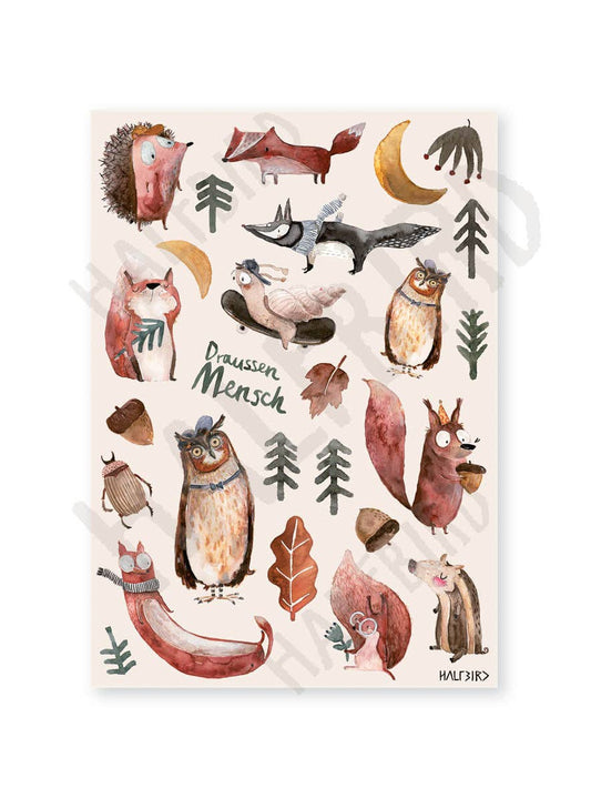 Spülmaschinenfeste Sticker "Waldgeflüster"