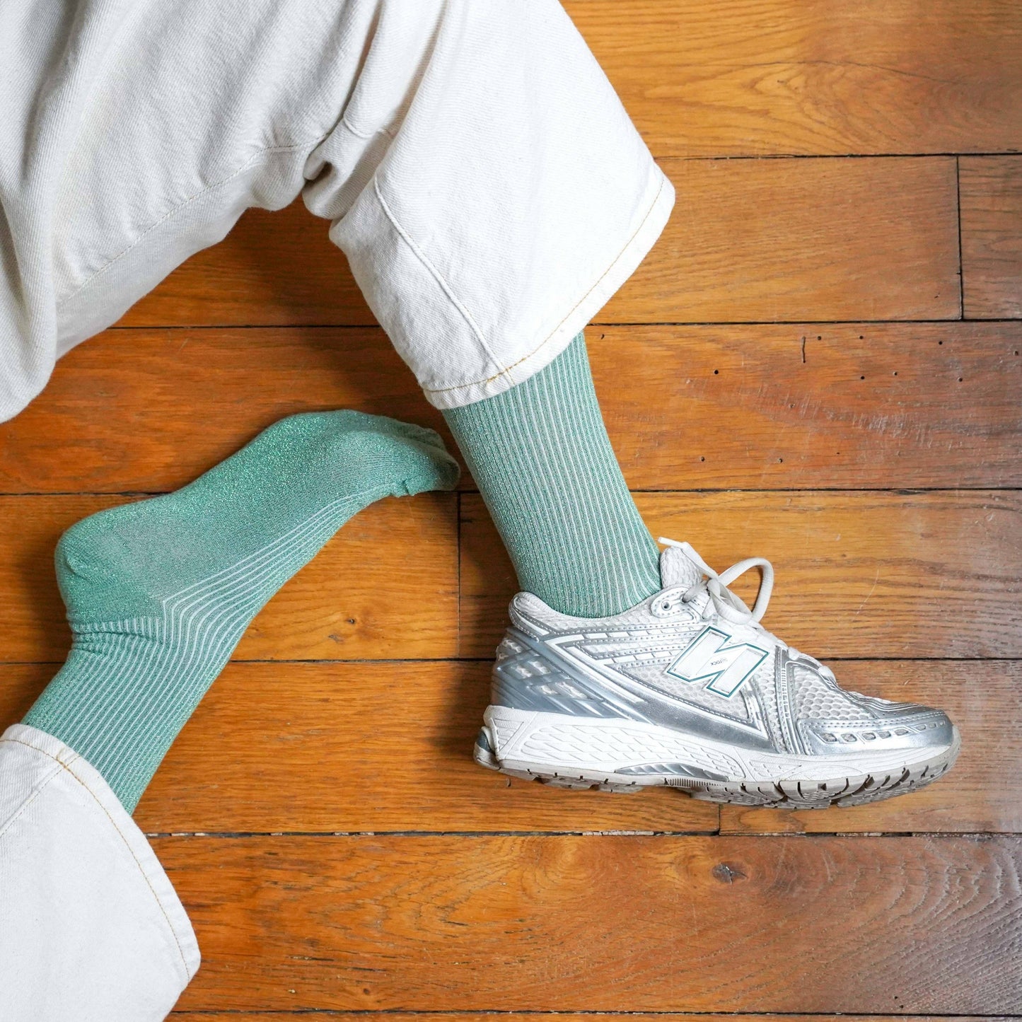 KLUE Glitzer-Lurex-Socken aus umweltfreundlichem Lyocell | Mintgrün