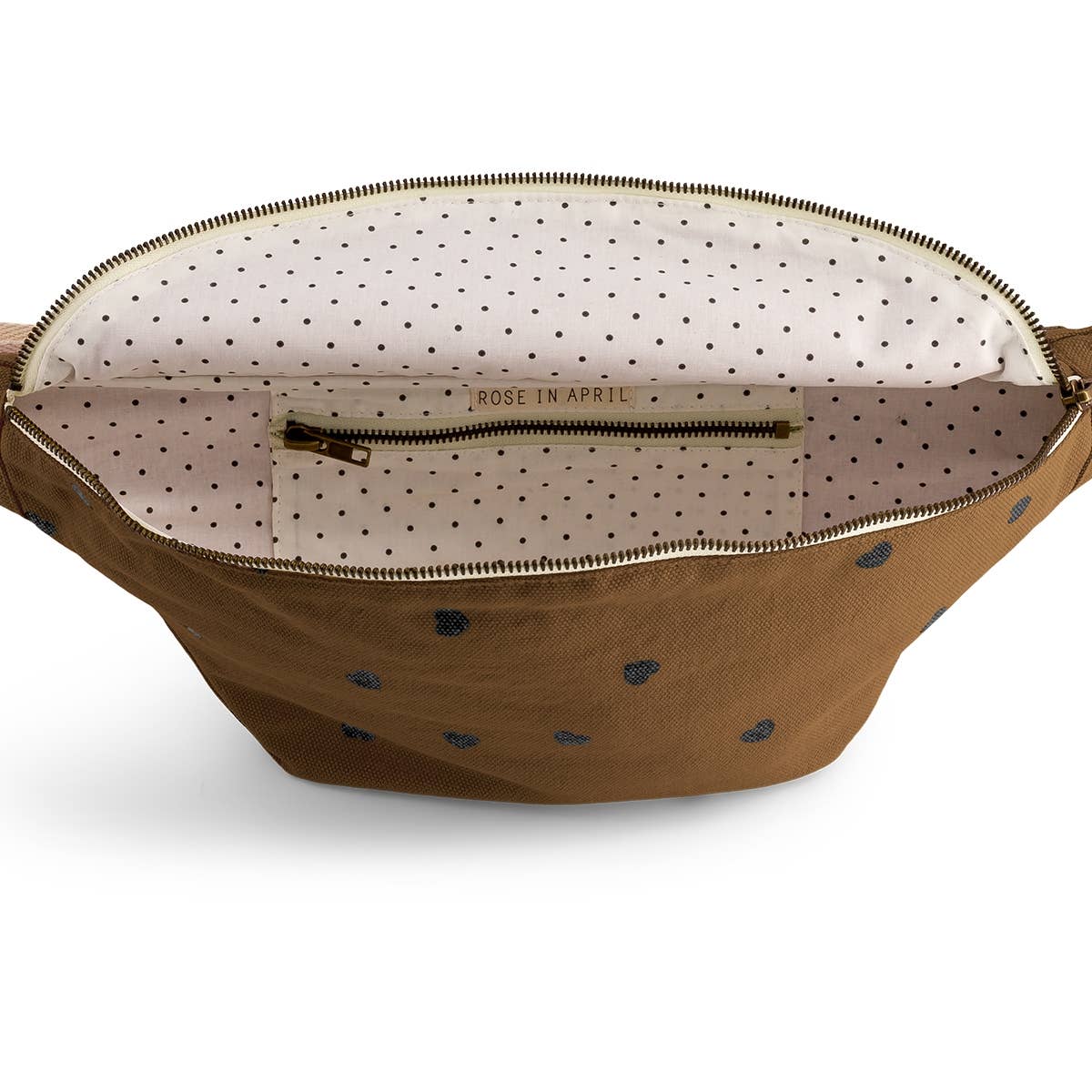Damen Bauchtasche mit Herz-Muster in Kreuzkümmel