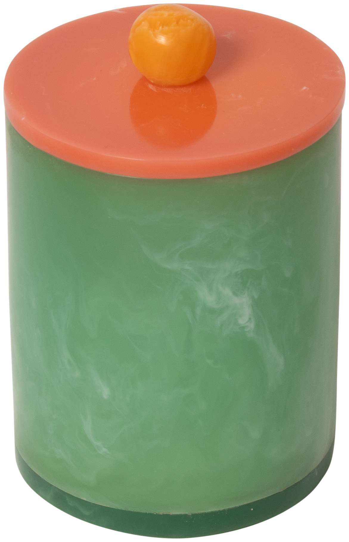 Teelichthalter m/Deckel, resin, orange