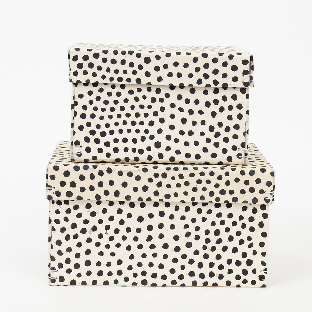 DOTTED Schachteln 2er-Set, schwarz/weiß