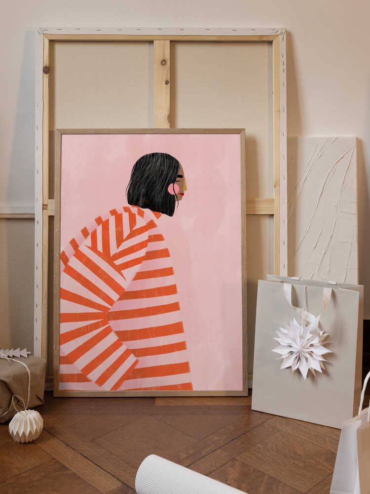 Die Frau mit den orangefarbenen Streifen Bild