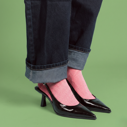 KLUE Glitter-Lurex-Socken aus umweltfreundlichem Lyocell | Erdbeerrot