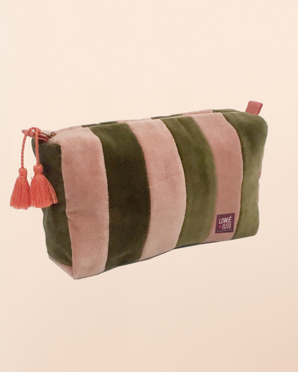 B-Pouch Kosmetiktasche aus gestreiftem Samt diverse Farben
