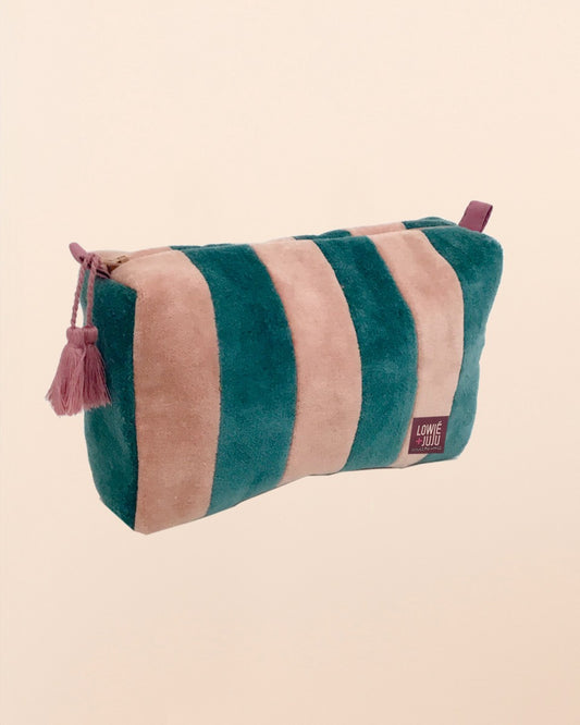 B-Pouch Kosmetiktasche aus gestreiftem Samt diverse Farben