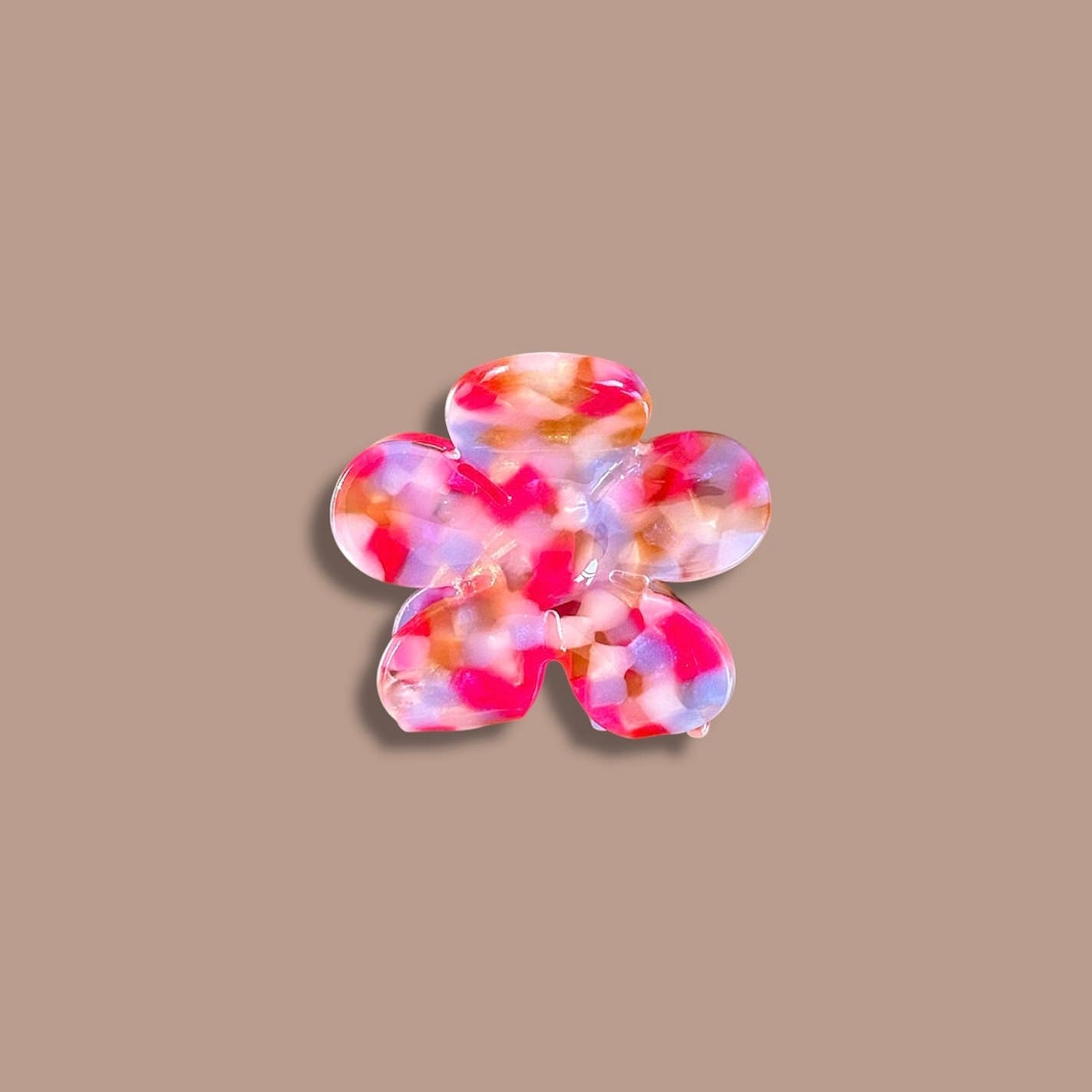 Blumen-Haarspange PM – rosa gesprenkelt
