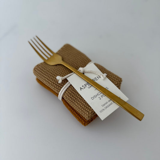 Geschirrtücher aus Bio-Baumwolle, 2er-Set, gestrickt, Senffarben