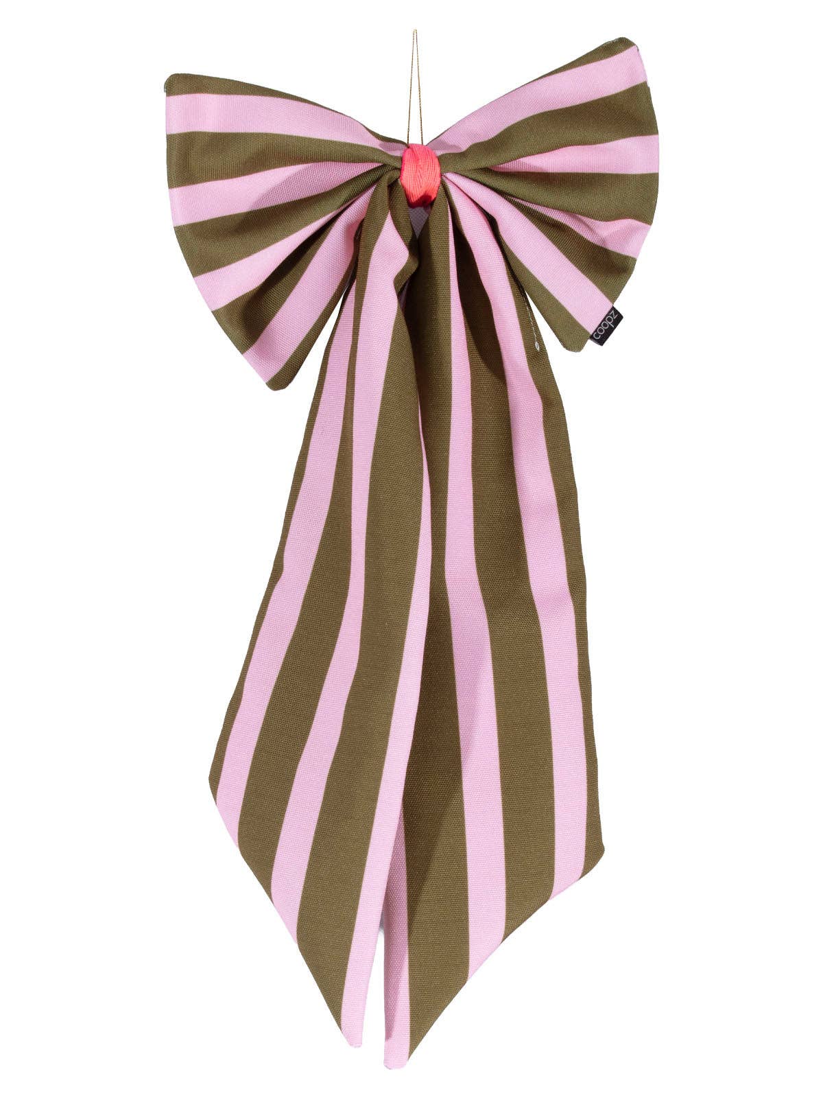Schleife Canvas olive/rosa breit gestreift