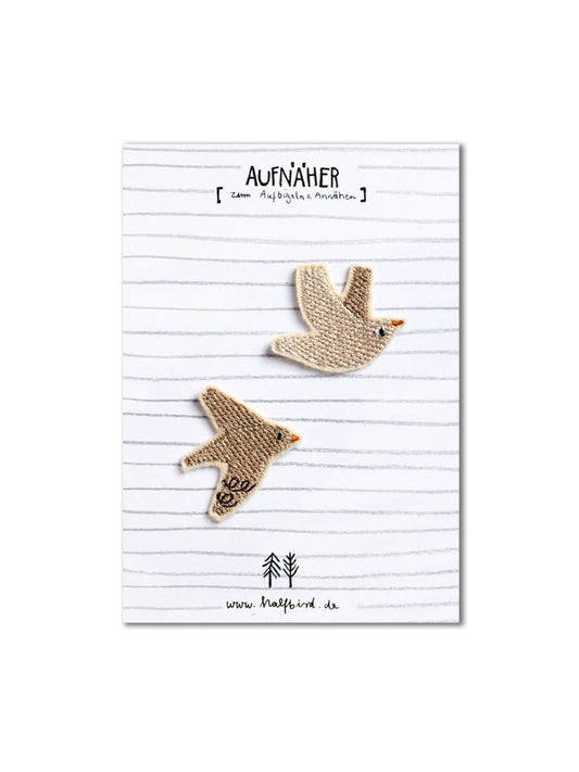 Aufnäher SET "beiger Vogel"