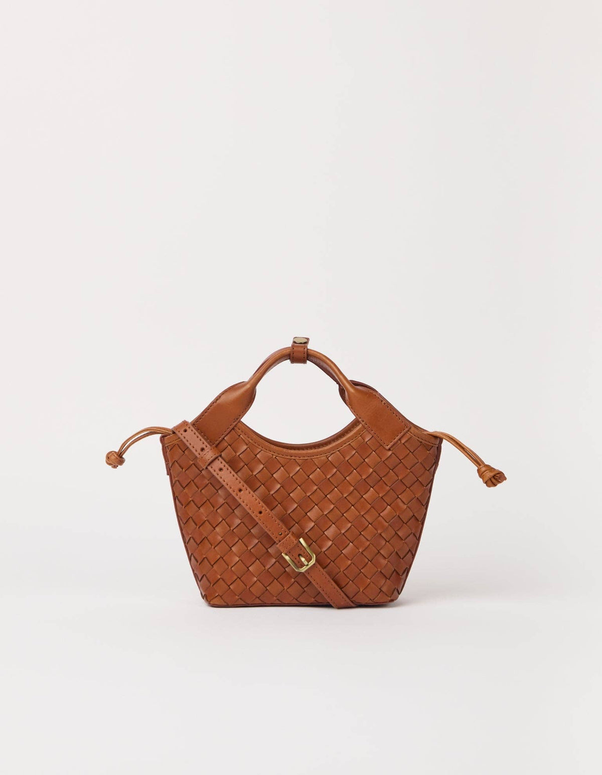 Mara Mini - Klassisches Geflochtenes Leder in Cognac