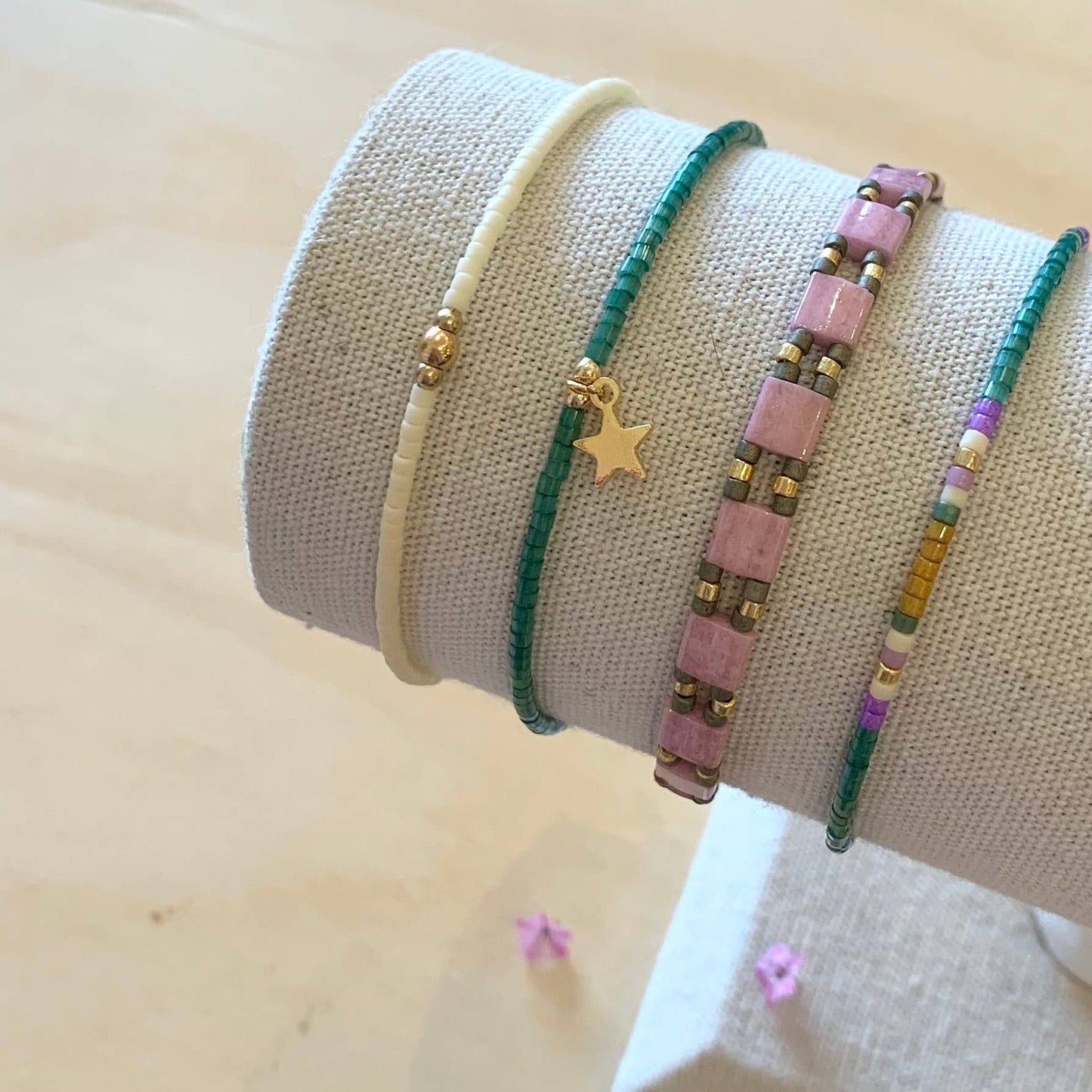 Armband Pïa - dunkles Aqua / Ocker