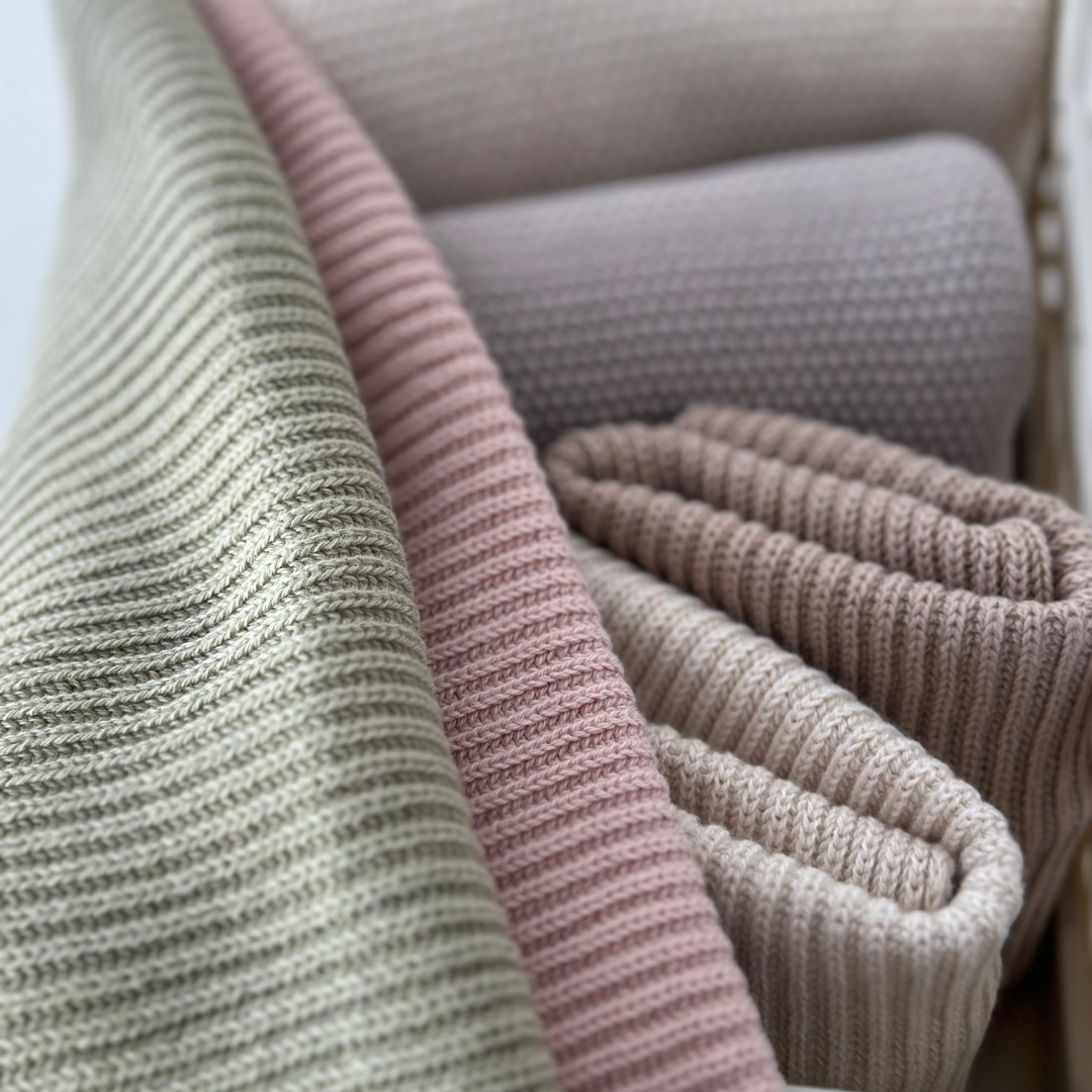 Geschirrtuch - Bio-Baumwolle - Gestrickt - Welle - Puder