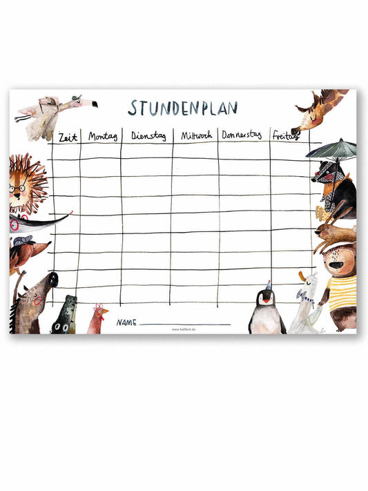 Stundenplan Tiere DIN A4
