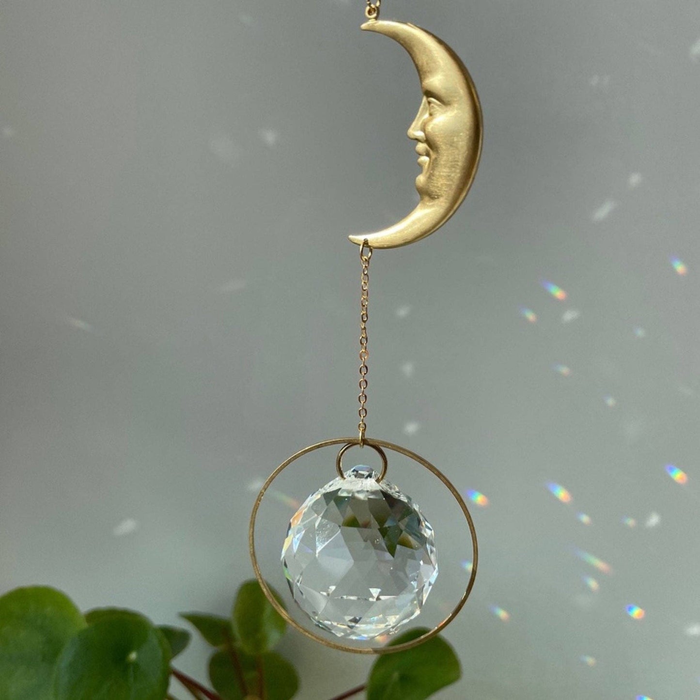 Suncatcher Mond / Lichtfänger / Fensterkristall  / Prisma