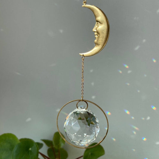 Suncatcher Mond / Lichtfänger / Fensterkristall  / Prisma
