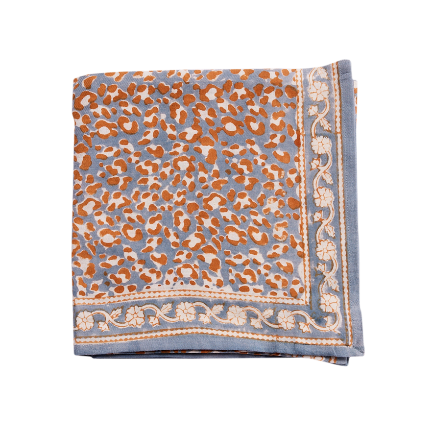 Indischer Foulard - Leopardblau