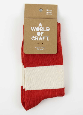 AWOC-Socken, rot/cremeweiß