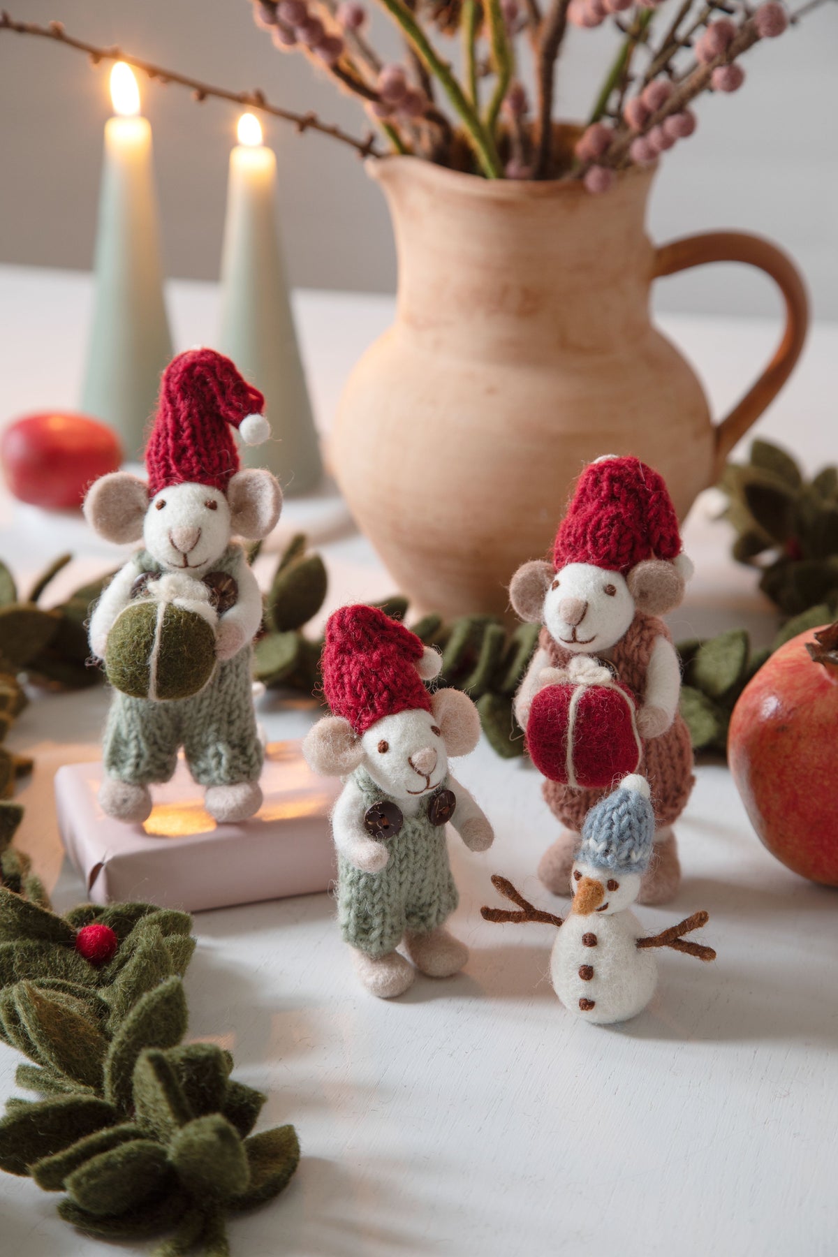 Bunter Schneemann mit Hut – 3er-Set