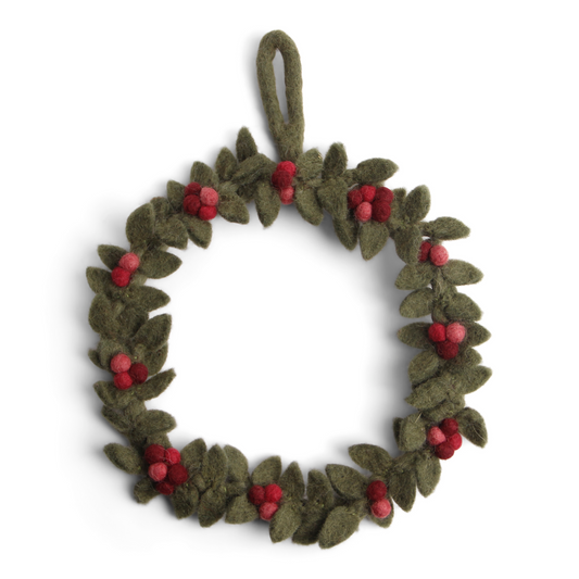 Small Green Wreath w/Red Berries w/Hanger