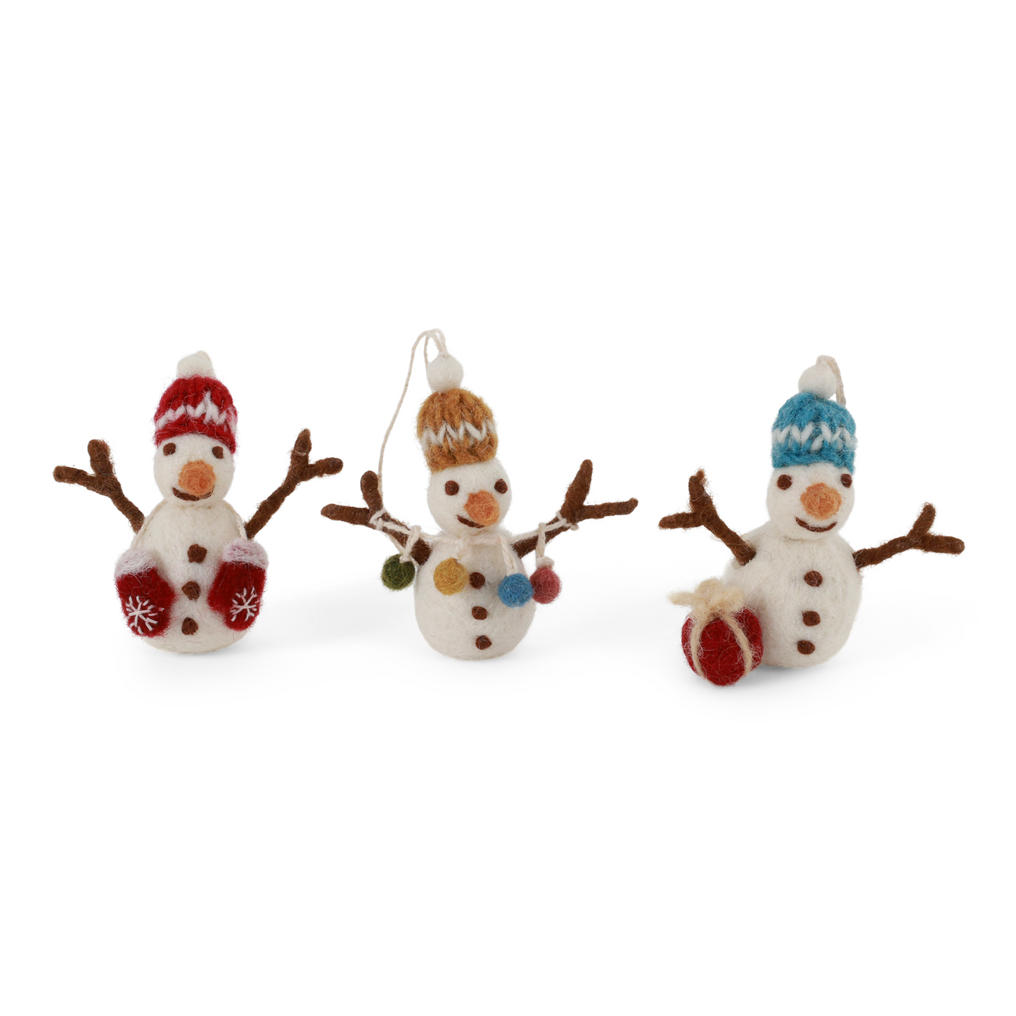 Snowmen w/Knitted Hat - Mix of 3