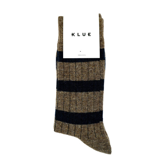 KLUE Socken aus Merinowolle mit Streifen | Braun und Schwarz