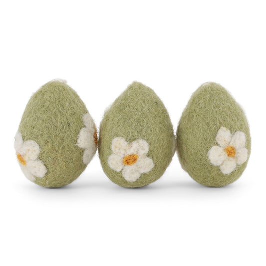 Eier mit mintfarbenen Blüten – 3er-Set