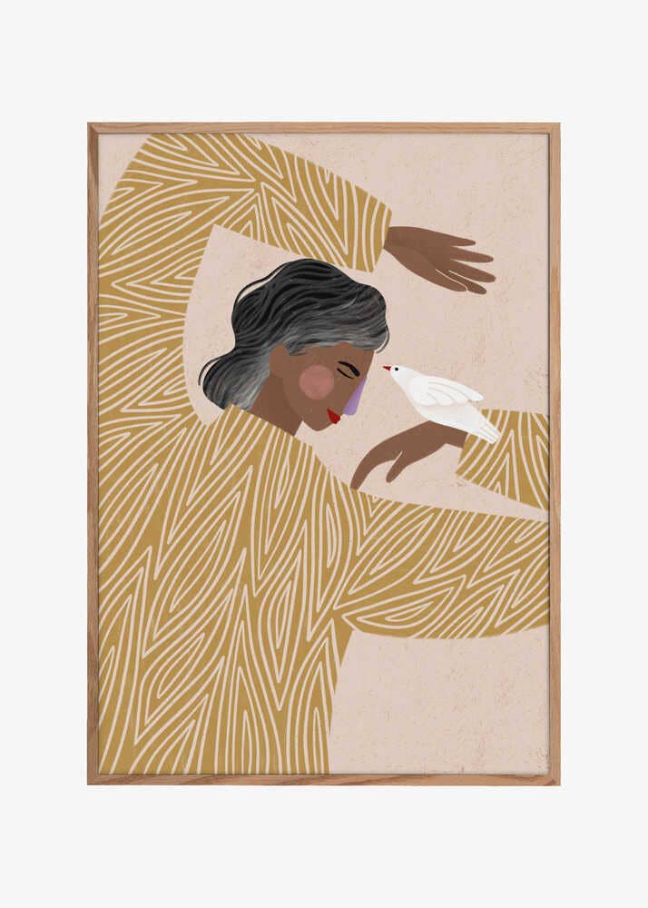 Die Frau mit einem Vogel Bild