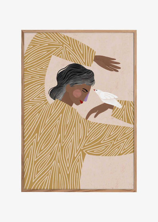 Die Frau mit einem Vogel Bild