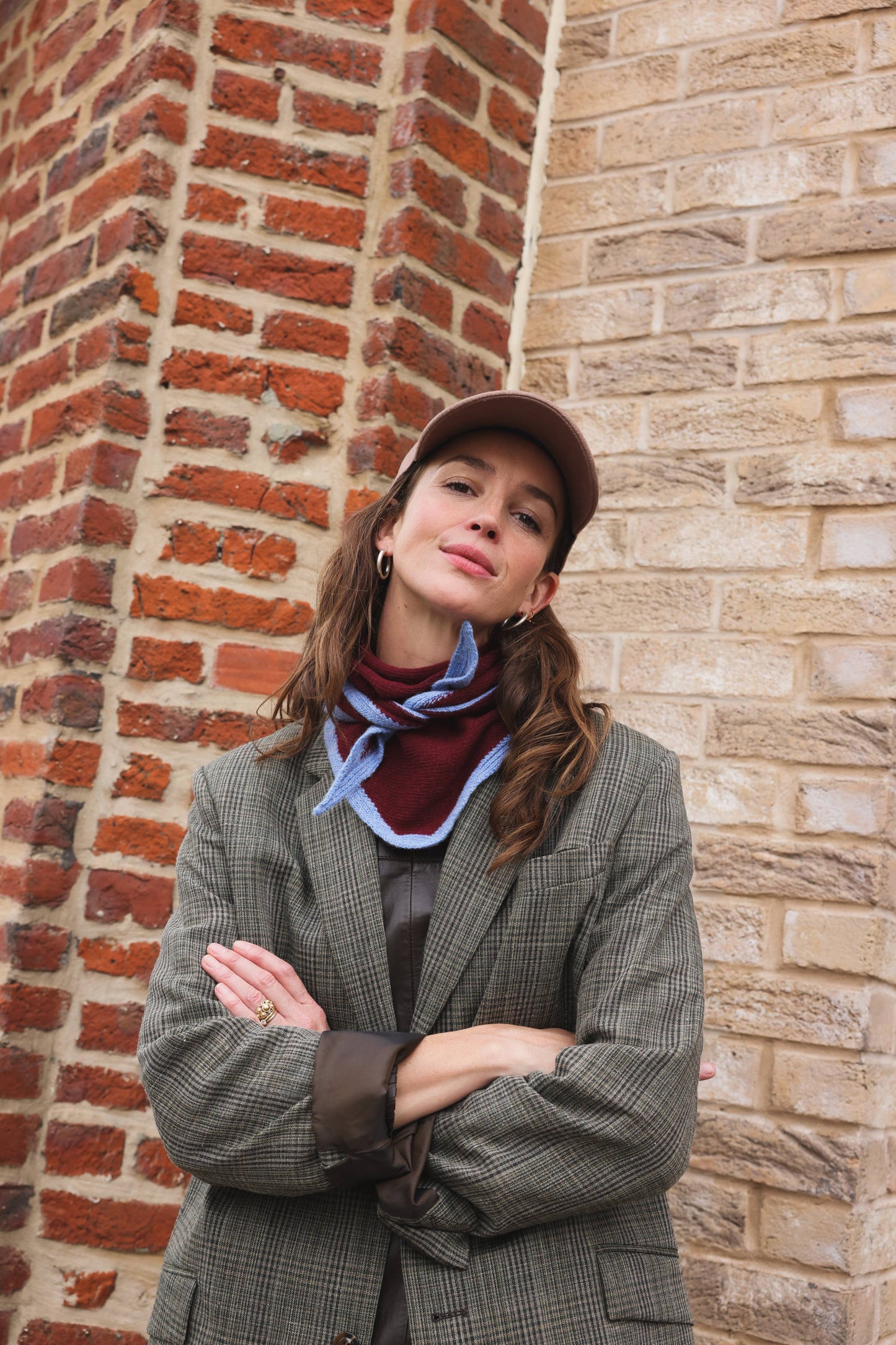 Schal Colette zweifarbig blau/bordeaux