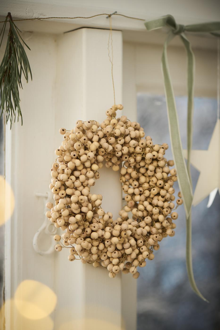 Kranz m/Holzperlen handgefertigt innen Ø:6 cm