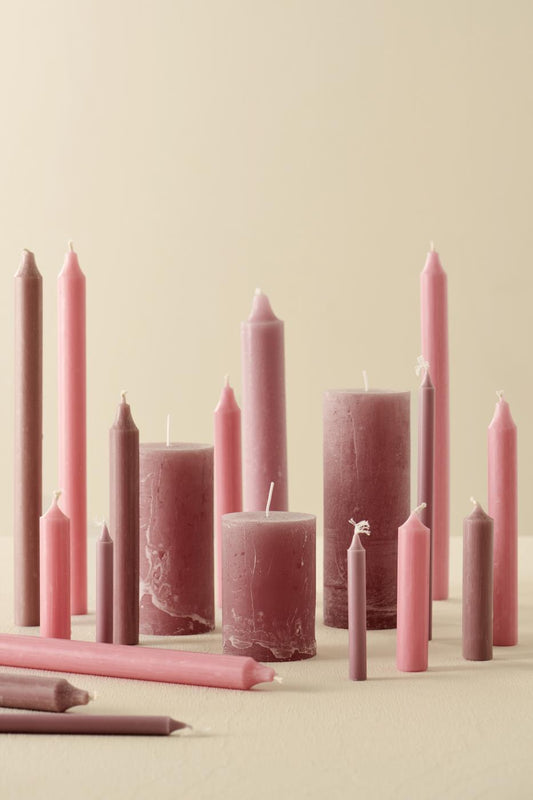 Kerze normal altrosa rustikal Ø:2,2 H:18