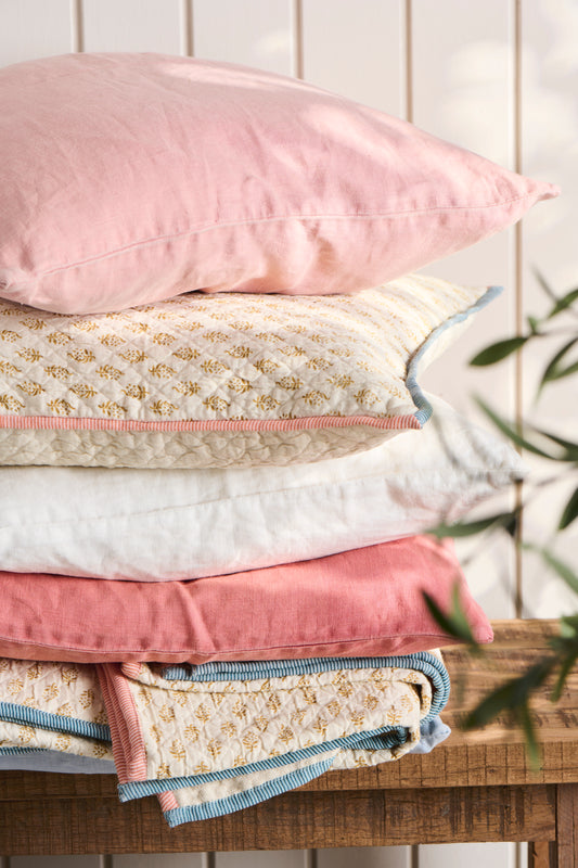 Plaid Vigga m/mustard Druck doppelt gewebt, Rückseite neutral