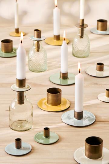 Kerzenhalter f/1,3 cm Kerze 2-farbig butter cream