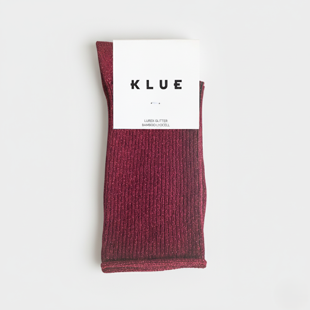 KLUE Glitter-Lurex-Socken aus umweltfreundlichem Lyocell | Kirschrot