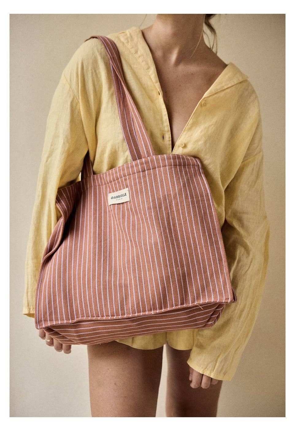 24-Stunden-Tasche aus Baumwolle mit lila Streifen