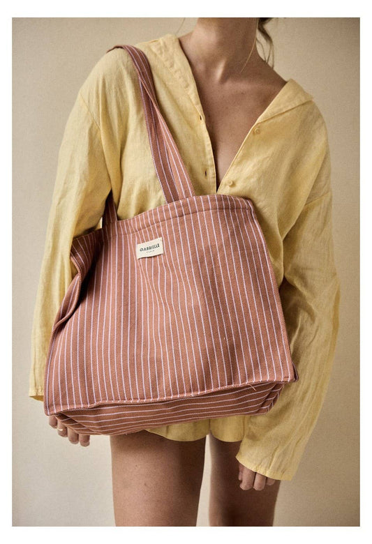 24-Stunden-Tasche aus Baumwolle mit lila Streifen