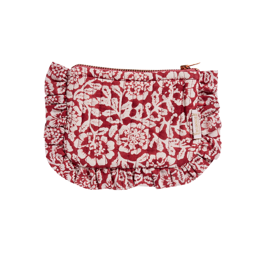 Kleine Clutch mit Rüschen - Kamala Granat