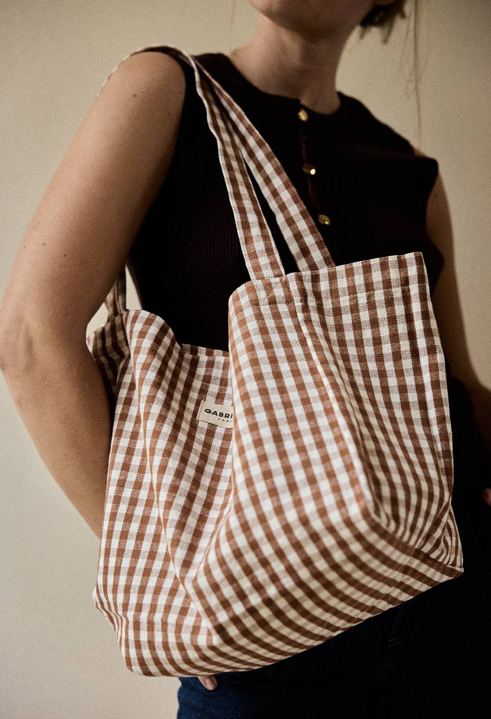 Vichy Moka Baumwollhandtasche